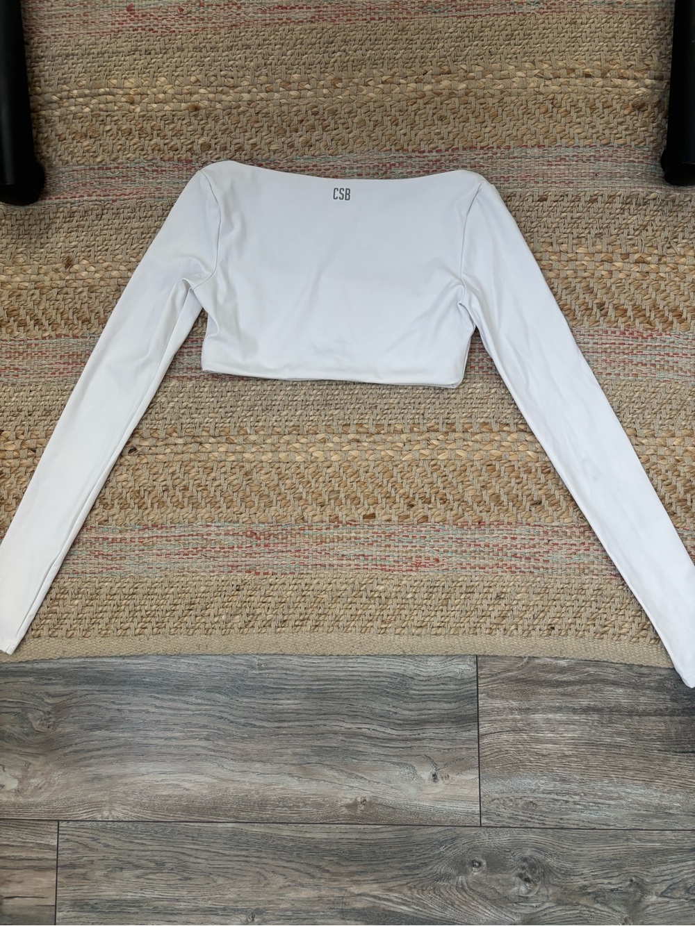 White Long Sleeve Square Neck Crop Top - Women - Picture 4 of 5